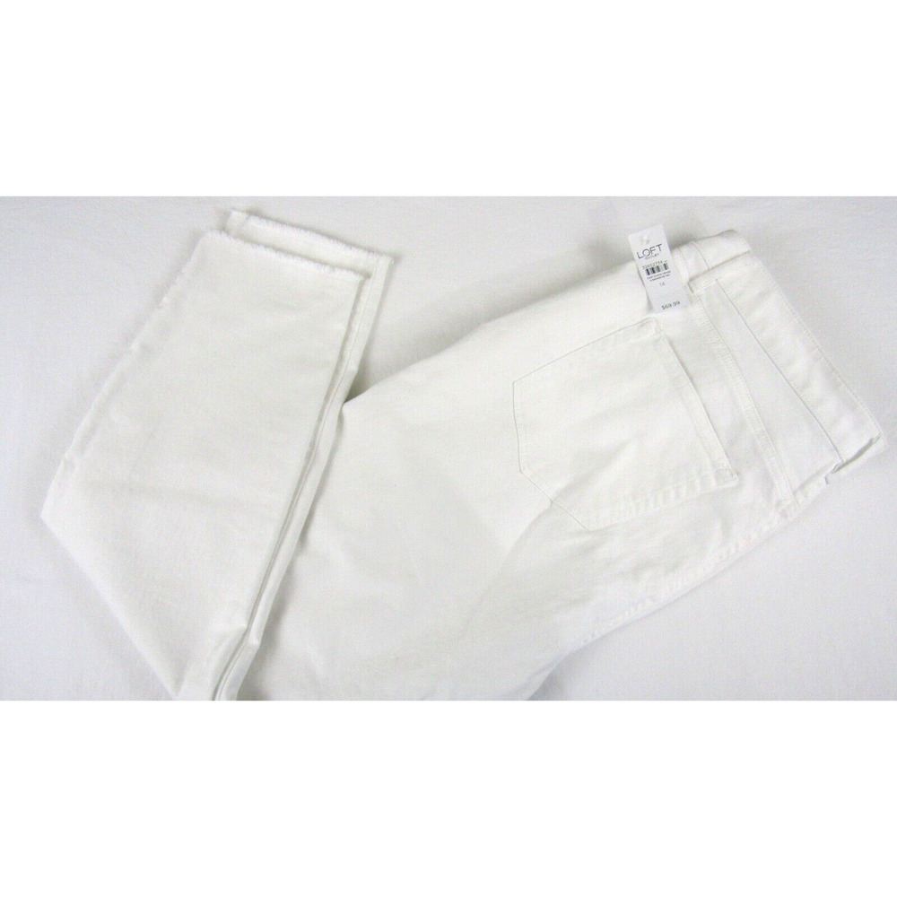 New Ann Taylor LOFT Women 14 Curvy Skinny Ankle Frayed Ankle White Jeans $70